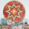 Designart - Moroccan Orange Tiles Collage I - Farmhouse Metal Circle Wall Art